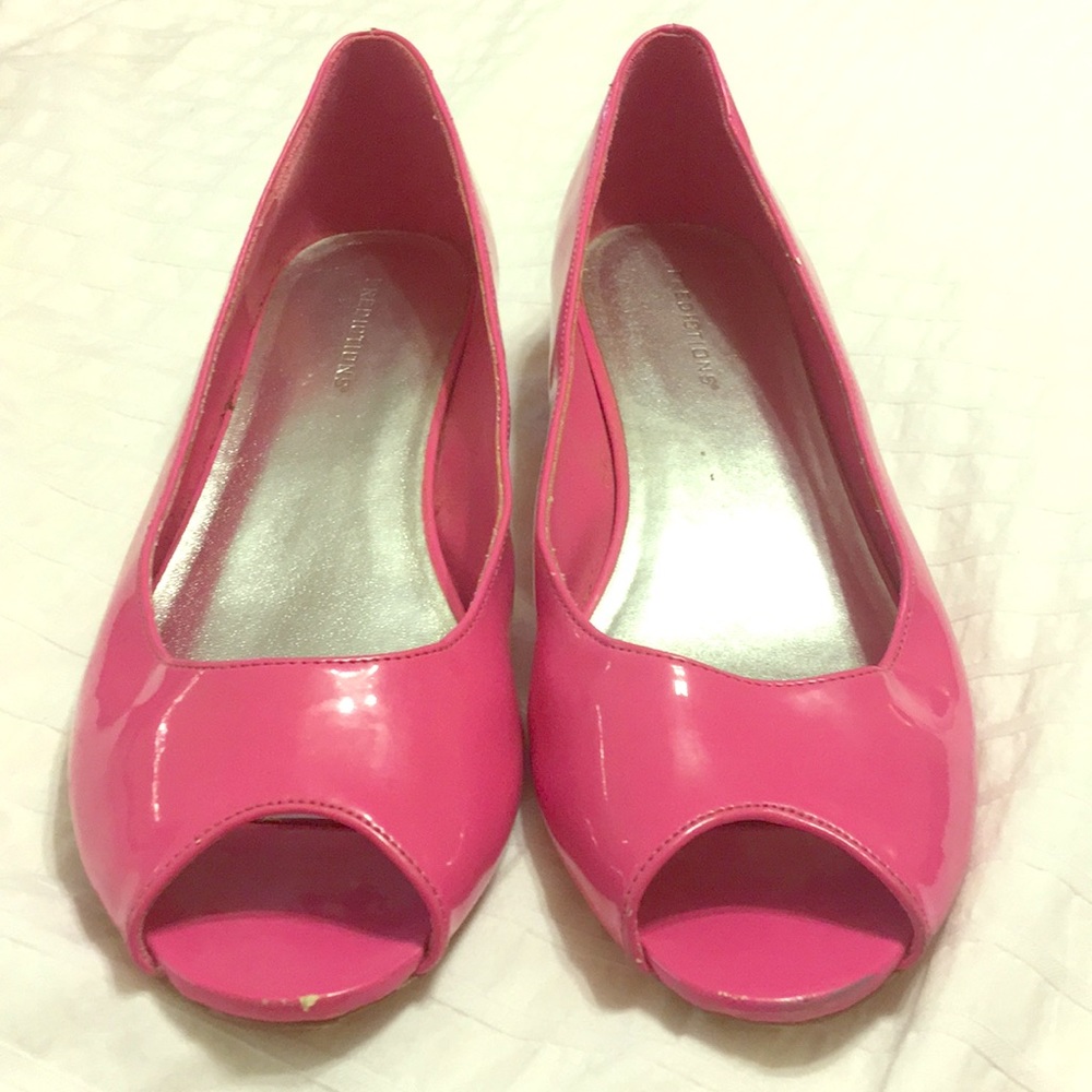 Pink, patent leather peekaboo heels